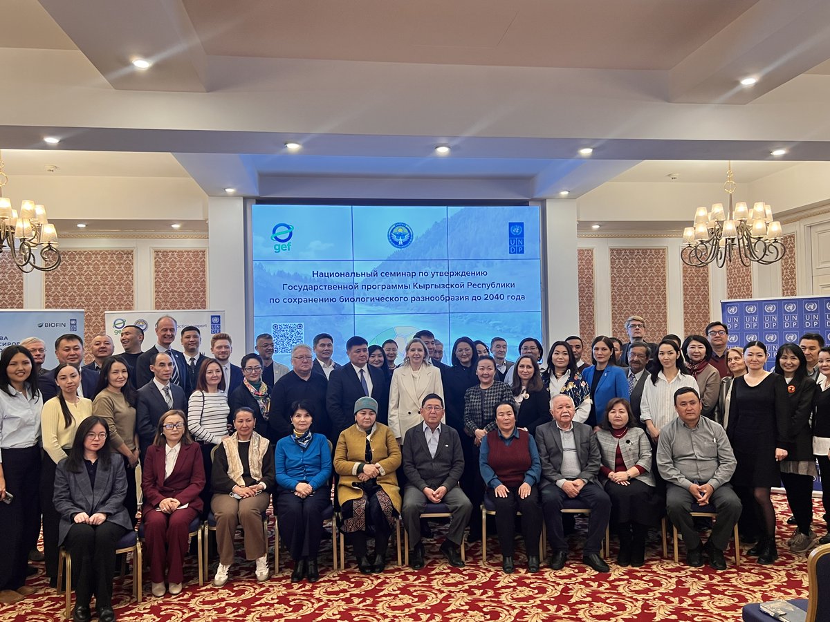 undpkg's tweet photo. Today in Bishkek, stakeholders validated Kyrgyzstan’s new National Biodiversity Strategy and Action Plan developed by the Ministry of Natural Resources with @UNDP @theGEF support. #NBSAP aligns with the Kunming–Montreal Framework and sets priorities for protecting ecosystems. https://t.co/bTdCqi9heD