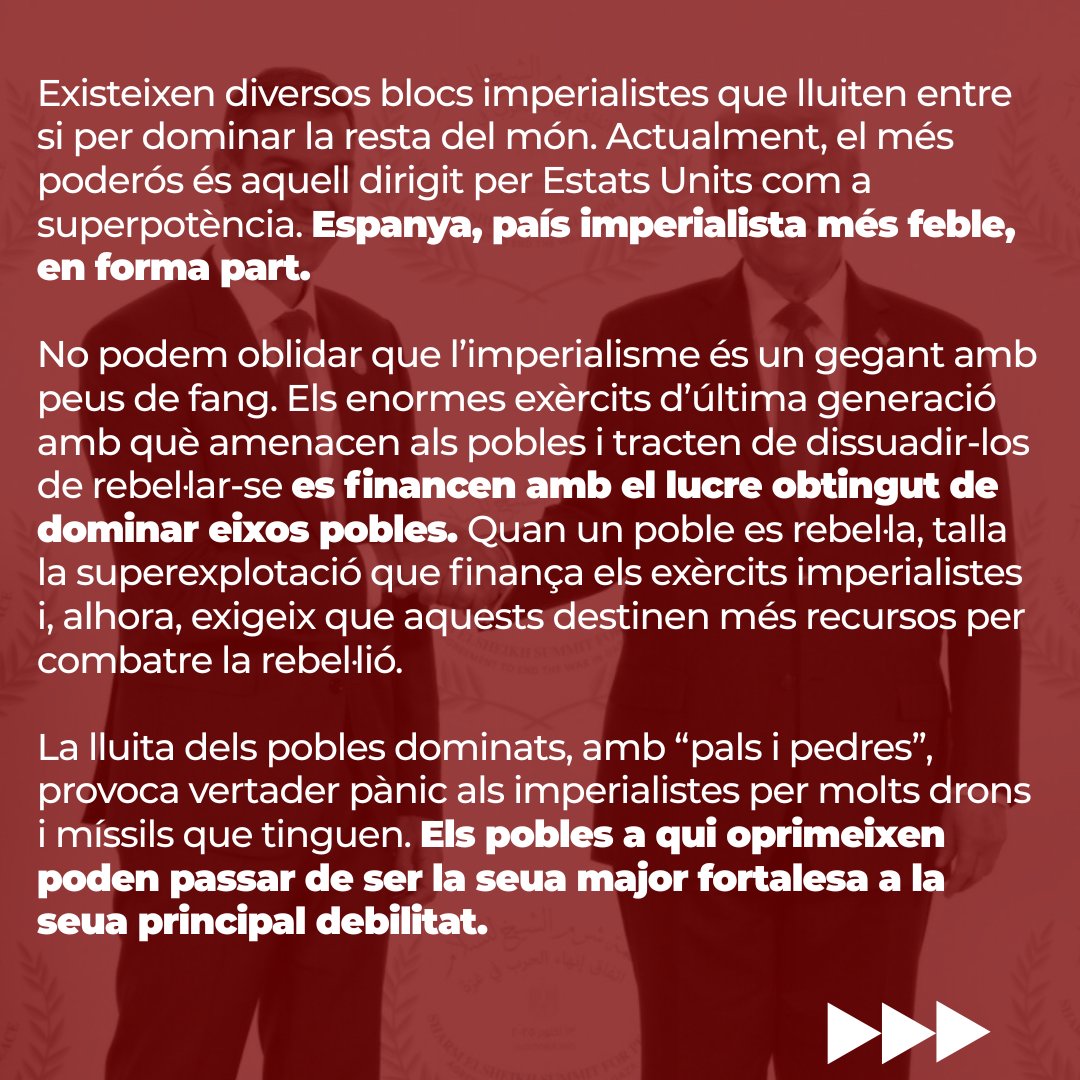 TomaDelPoder_'s tweet photo. El moviment per Palestina assenyala correctament que l'acord és una farsa, un pla insuficient que Israel no complirà. És just exigir canvis, o mecanismes per vigilar el seu compliment, però ho hem de tindre clar: el pla de existeix per mantindre la dominació colonial a Palestina https://t.co/NRHo4YYgjC