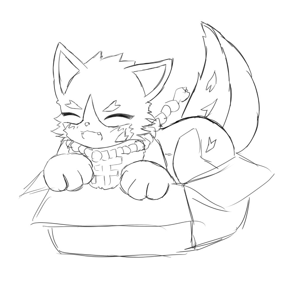 ✨うさねこ16✨ spirit forest 手描きイラスト 少しだけ丁寧にした