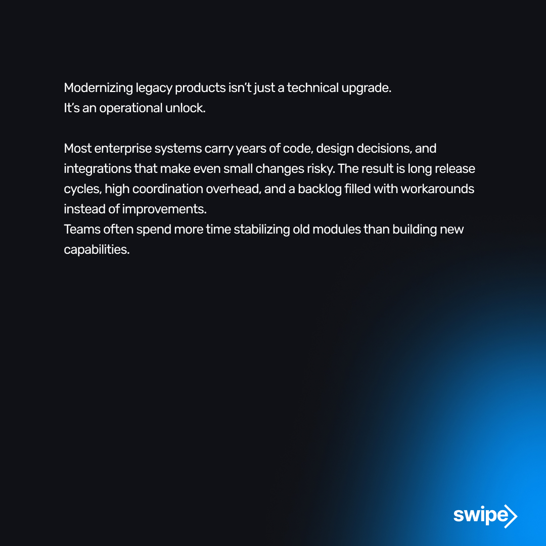 nalashaa's tweet image. Legacy products carry hidden constraints that quietly drain time, budget, and engineering energy.

Modernization clears that bottleneck and brings software back to a state where change is possible, safe, and continuous.

#PMAPNC #ModernApplicationDevelopment #LegacyModernization