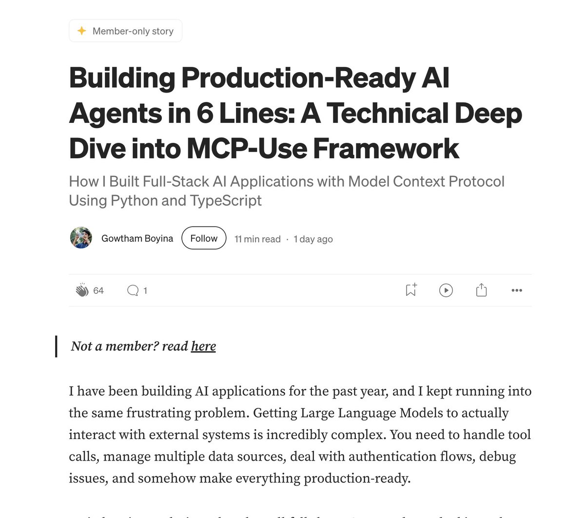 pietrozullo's tweet image. Great community article about all round mcp-use! 🤗

@gitconnected