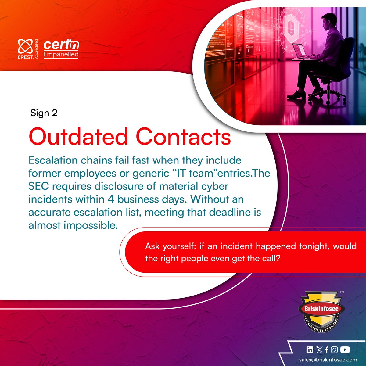 briskinfosec's tweet image. Is your IR plan truly breach-ready?

Most failures don’t come from major flaws… they come from the blind spots teams never notice until an attacker does.

Check this out 👇

#IncidentResponse #CyberSecurity #IRPlan #CISO  #InfoSec #DisasterRecovery #ThreatResearch #infosecurity