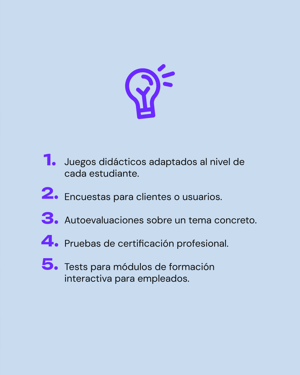 genially_es's tweet image. Crea un test en minutos ✨ Nuestra IA te lo pone así de fácil:

1️⃣ Describe el tema.
2️⃣ Elige el número de preguntas y el grado de dificultad. 
3️⃣ Elige un diseño de plantillas.
4️⃣ Añade un recurso para que el quiz sea más preciso.
5️⃣ ¡Deja que la IA lo diseñe!