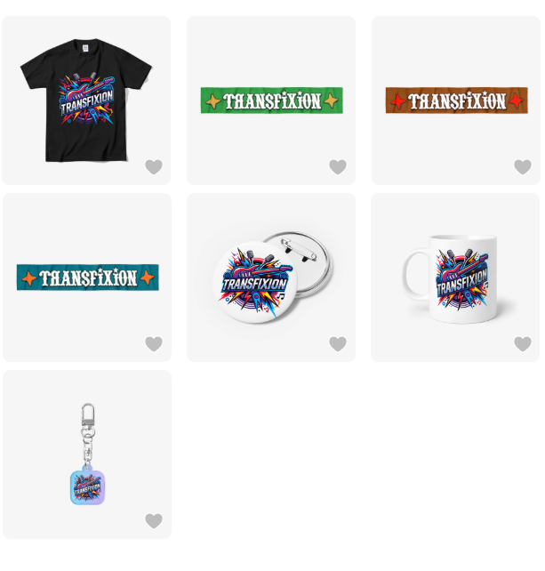 트랜스픽션의 공식 굿즈가 새로 오픈했습니다!🔥
이번 굿즈는 ‘실제로 쓰고 싶은 것’, ‘공연장에서 함께 즐길 수 있는 것’을 기준으로 만들었어요.

✔ 로고 티셔츠
✔ 슬로건(3종)
✔ 로고 배지
✔ 로고 머그컵
✔ 오로라 키링

👉 전체 굿즈 보기:
marpple.shop/kr/transfixion

＃트랜스픽션 ＃밴드굿즈