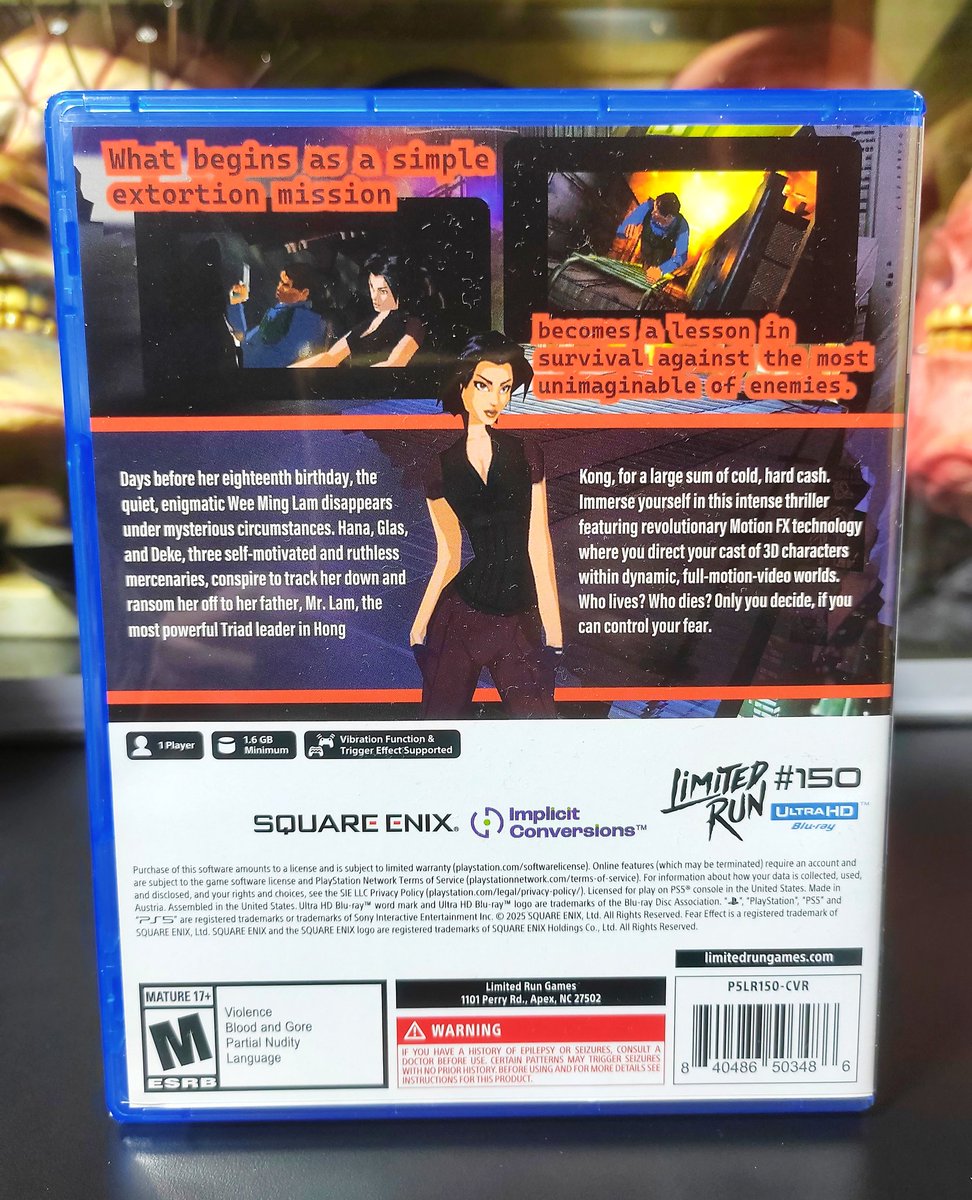 Pixel_2_Pixel's tweet image. A fin llegó el Fear Effect de Limited Run Games. Incluye un manual no muy inspirado, pero algo es algo.