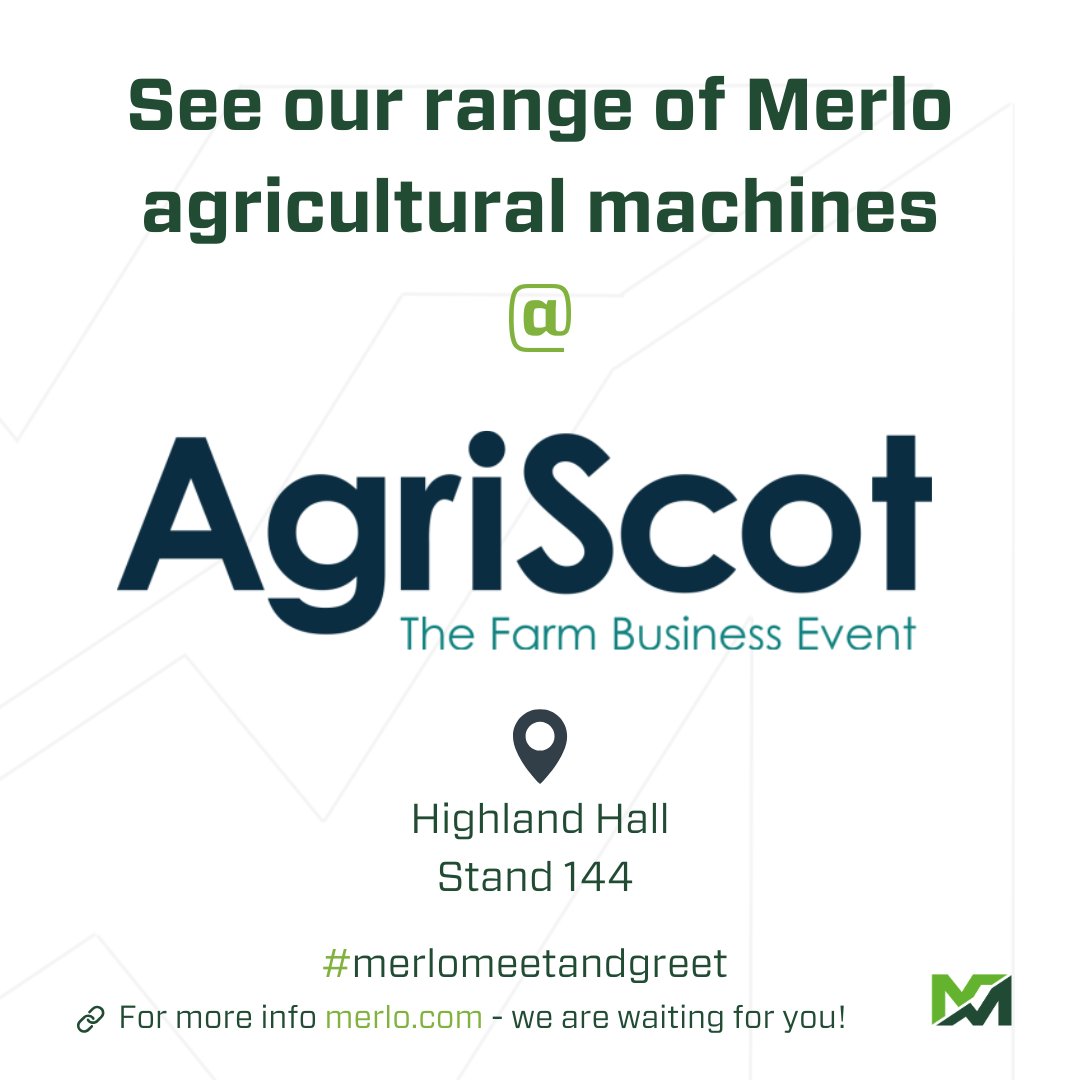 Join us at AgriScot tomorrow!

Look for the green boom in Highland Hall to find us on Stand 144

See your local Scottish agricultural dealers at: eu1.hubs.ly/H0pLhKP0

#merlo #begreen #merlomeetandgreet #agriculture