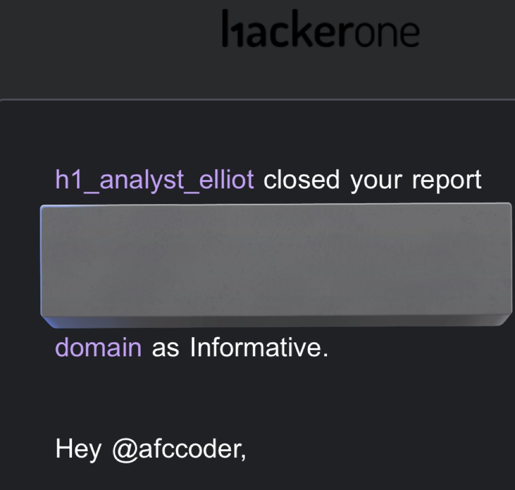 AFCCODER's tweet image. تظن نفسك قويا حتى تهزمك كلمة informative 
الحمدلله والقادم critical  ان شاء الله 
#hackerone #BugBounty
