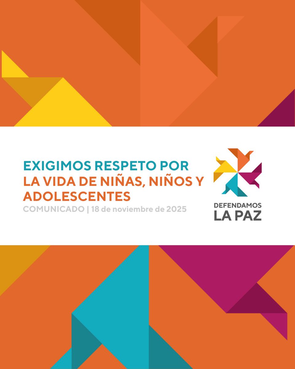 DefendamosPaz's tweet image. Exigimos respeto absoluto por la vida de niñas, niños y adolescentes. Es inaceptable que menores sigan siendo víctimas de bombardeos y reclutamiento. ¡A los niños no se les recluta ni se les bombardea!

#DefendamosLaPaz 🕊️