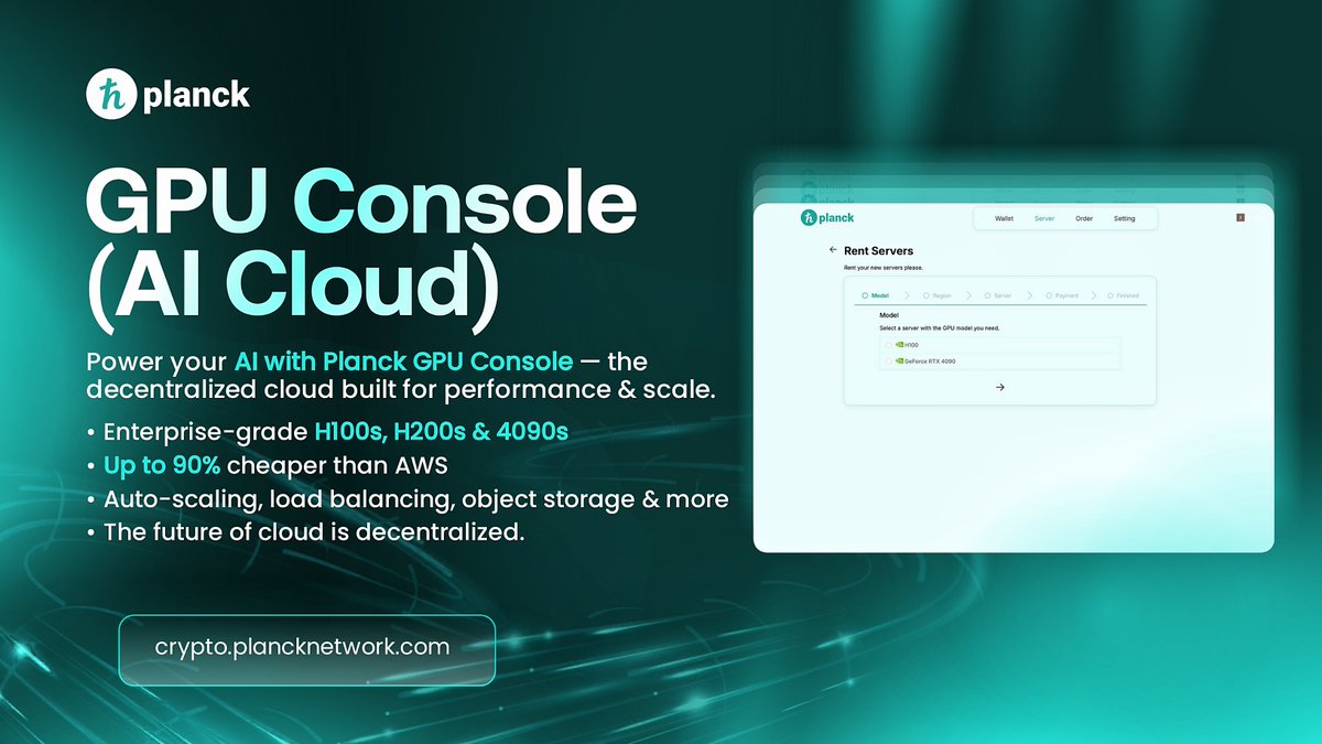 🚀 PLANCK AI CLOUD IS NOW LIVE

The PLANCK AI Cloud is officially live — and unlike simple GPU marketplaces, we are a full-suite, enterprise-grade AI cloud built for real workloads.

We deliver:
• On-demand GPU VMs (A100, H100, 3090) with full root access
• High-performance GPU