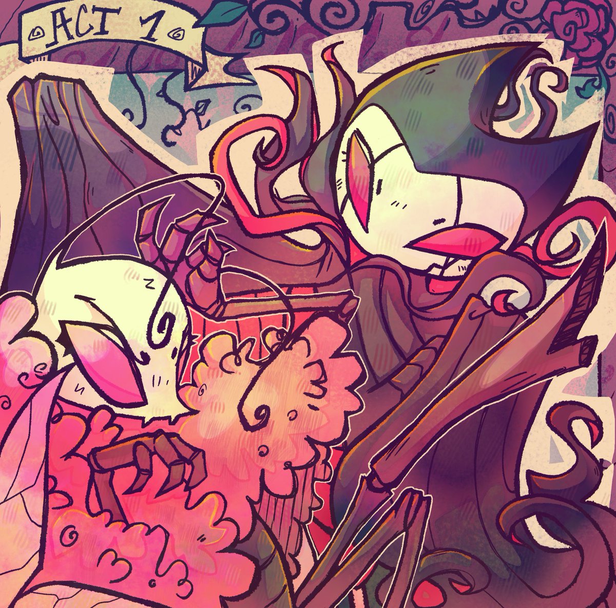 nesvaqes's tweet image. I haven&apos;t posted this one on here yet and I&apos;m curious how far twitter will take it LOL

#silksong #trobbio #grimm #stagelights