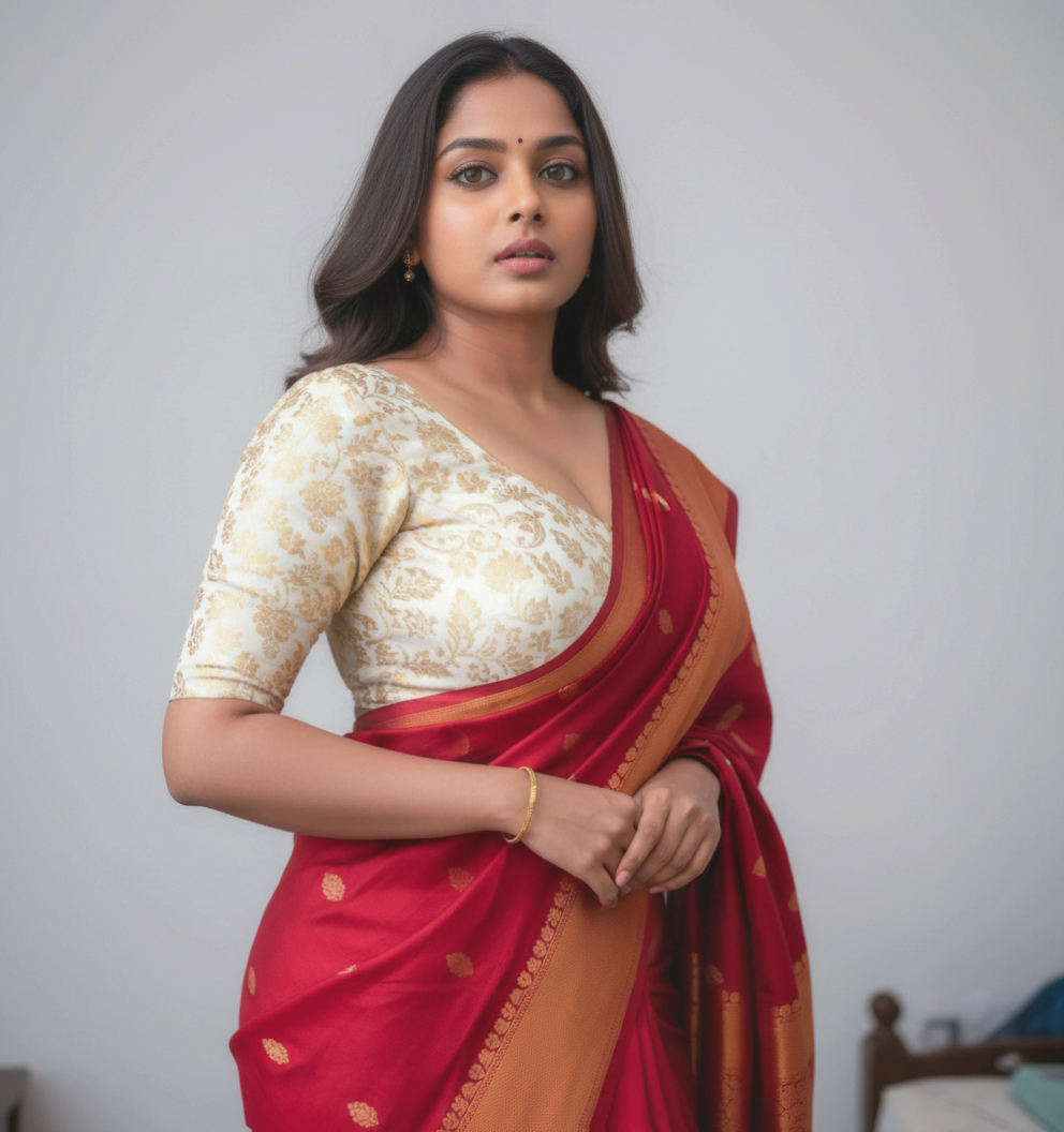 iamnikhitha1995's tweet image. When the afternoon glow meets the shimmer of a saree… magic happens. Good afternoon 🌼