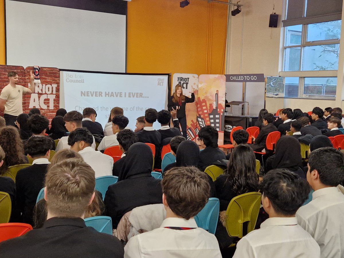 LadybridgeHigh's tweet image. Many thanks to The Riot Act team who delivered creative and thought-provoking interactive workshops on road safety and passenger awareness this morning for our Year 10 learners! #learningforlife #roadsafety #personaldevelopment