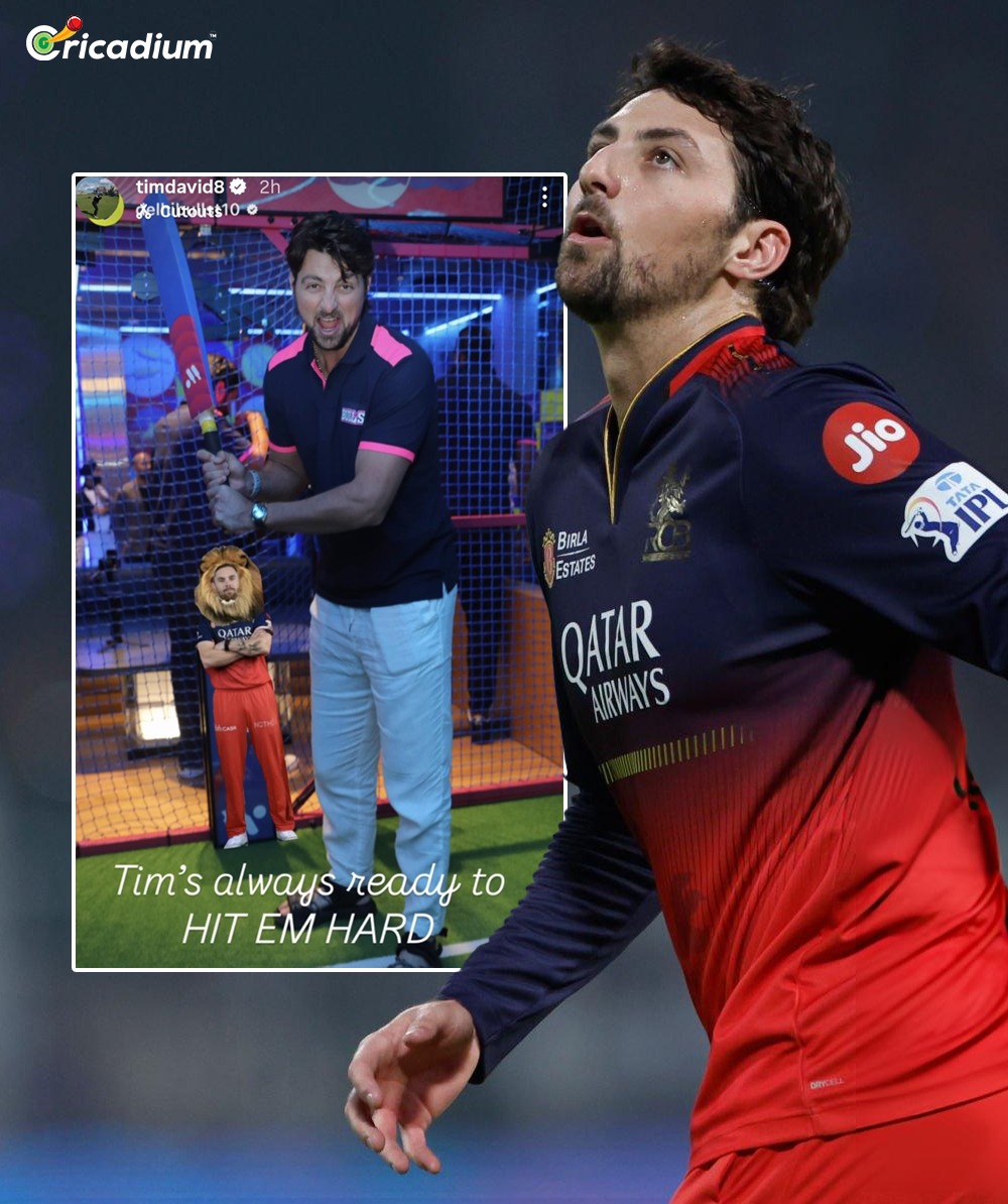 Cricadium's tweet image. Tim David&apos;s latest Instagram story. 😂👌 

#TimDavid #RCB #IPL #Cricket