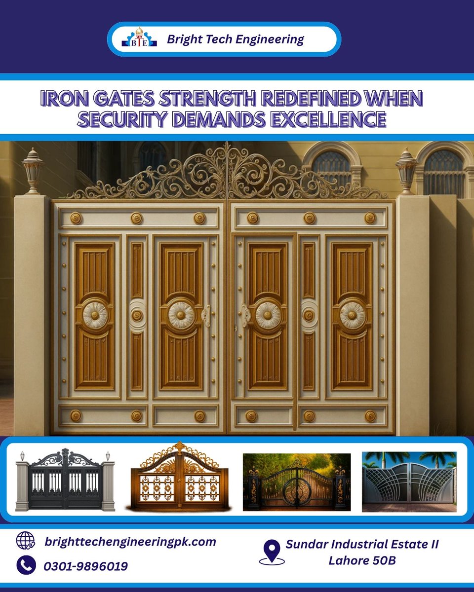 BrightTechEng's tweet image. When security demands excellence, our precision-engineered iron gates deliver unmatched durability and modern aesthetics for homes and industries. 
📷 Website: Brighttechengineeringpk.com

#IronGates #SecuritySolutions #MetalFabrication #GateDesign