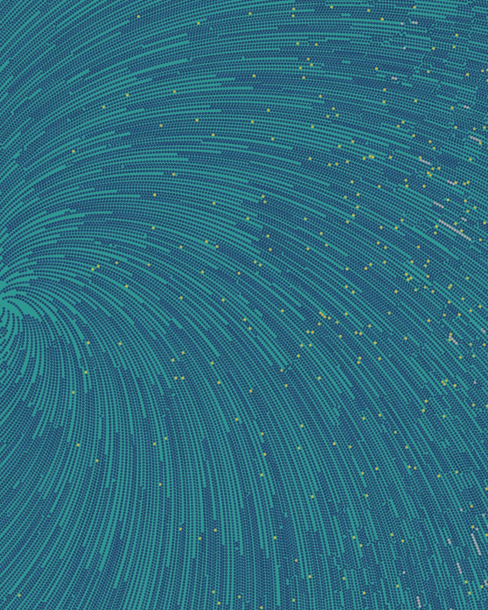 Eksperimen beberapa tahun lalu bikin generative art, all made with #qqlart by <a href="/tylerxhobbs/">Tyler Hobbs Studio</a>