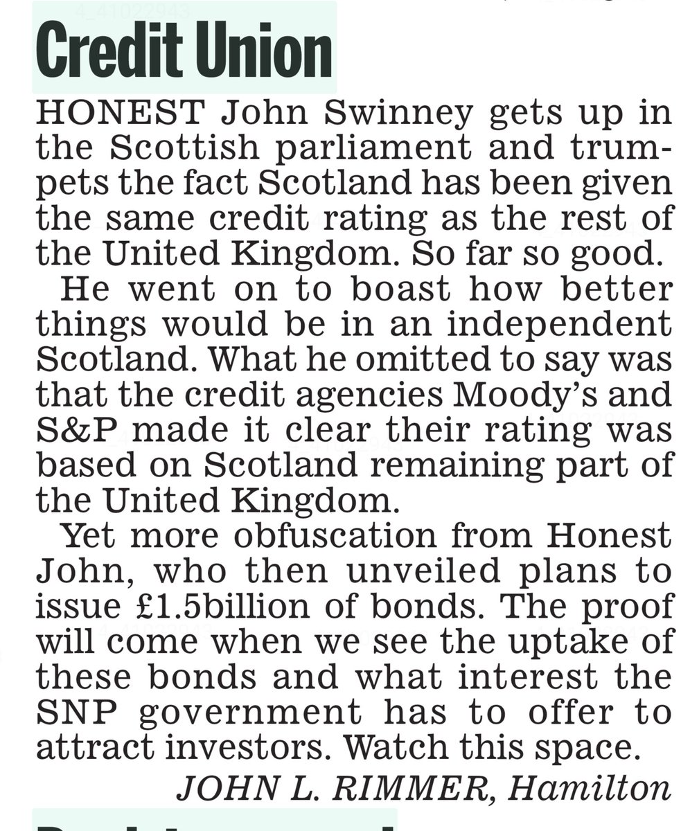 AgentP22's tweet image. Dishonest John Swinney hails Scotland’s UK-level credit rating but skips the part where agencies say it only holds if Scotland stays in the UK.

Does he think we all button up the back?