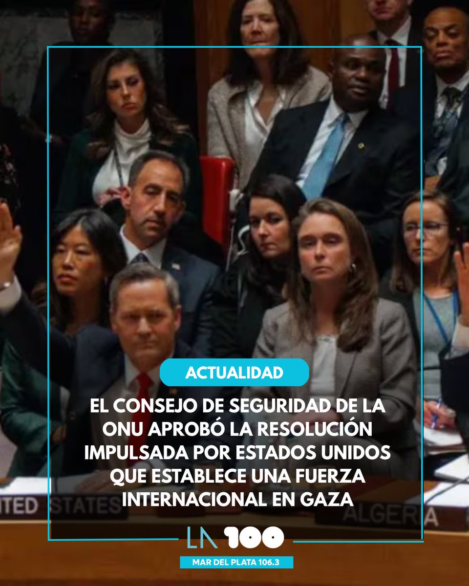El Consejo de Seguridad de la ONU aprobó el lunes un proyecto impulsado por Estados Unidos que se apoya en el plan de 20 puntos de Donald Trump y que propone un plan de paz para Gaza con el despliegue de una fuerza internacion
la100.cienradios.com/mundo/el-conse…