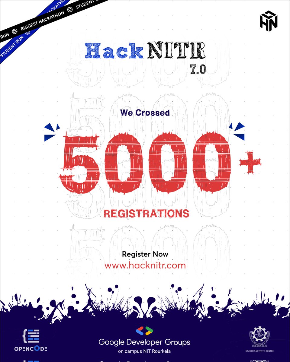hacknitr's tweet image. 5,000 strong!🎖️

We’re honestly overwhelmed in the best way. Thank you for the love, the energy, and the madness you’re bringing to HACKNITR 7.0.
Let’s keep building the sketchbook of innovation—together. 🫶✨

#hacknitr #innovation #studentrunhackathon #nitrourkela