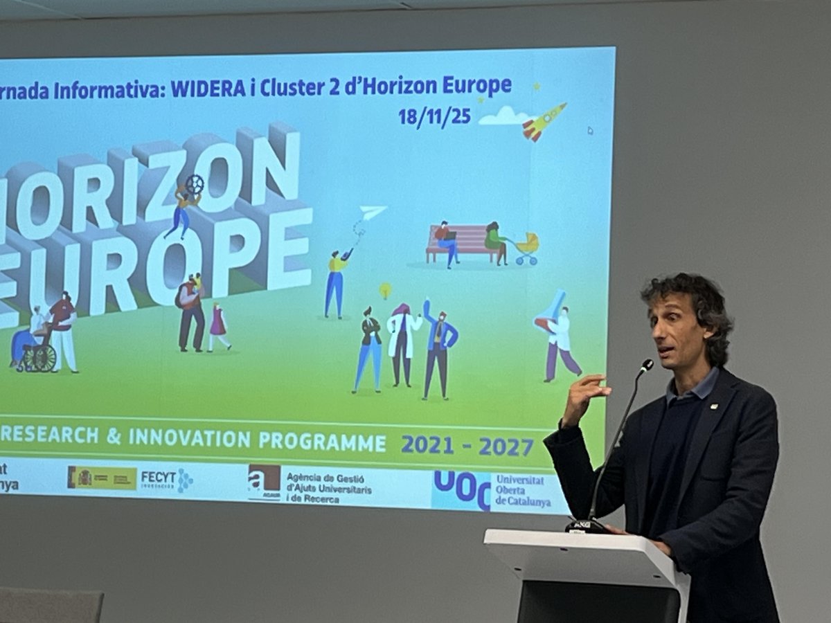 UOCresearchhub's tweet image. Avui acollim la Jornada Informativa WIDERA i Cluster 2⃣ #HorizonEU sobre les convocatòries 2026 per conèixer oportunitats de finançament de la #recerca

Benvinguda a càrrec de Xavier Vilajosana, Vicerector de Recerca, Transferència i Emprenedoria @UOCuniversitat 

#researchUOC