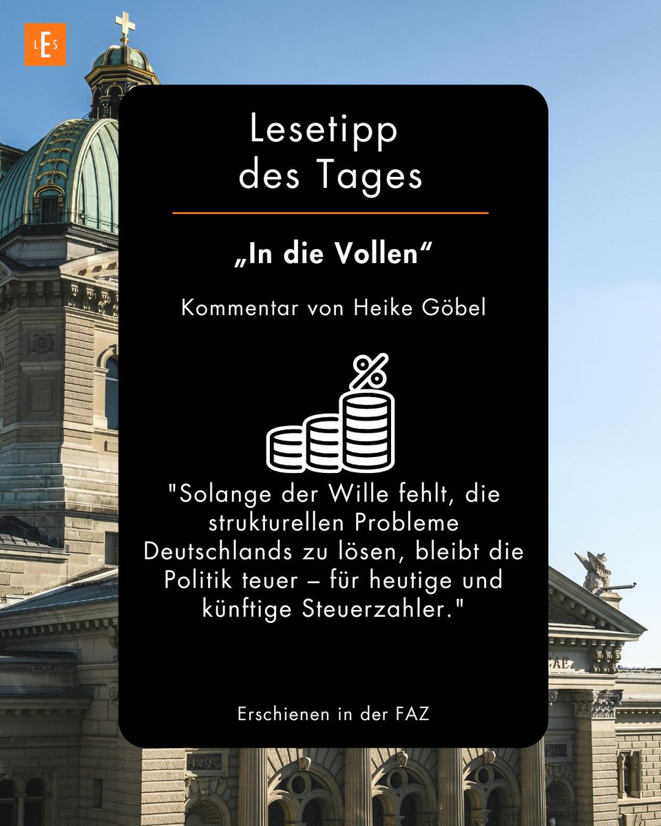 🔍 Neuer FAZ-Kommentar unseres Stiftungsmitglieds Heike Göbel:

„In die Vollen“ – Göbel analysiert Schwarz-Rots Haushaltspolitik

📈 180 Mrd. Euro neue Schulden 2026
📈 8 Mrd. Euro zusätzlich im Kernhaushalt
📈 Subventionen ohne klare Prioritäten

Kritik: Schuldenbremse wird