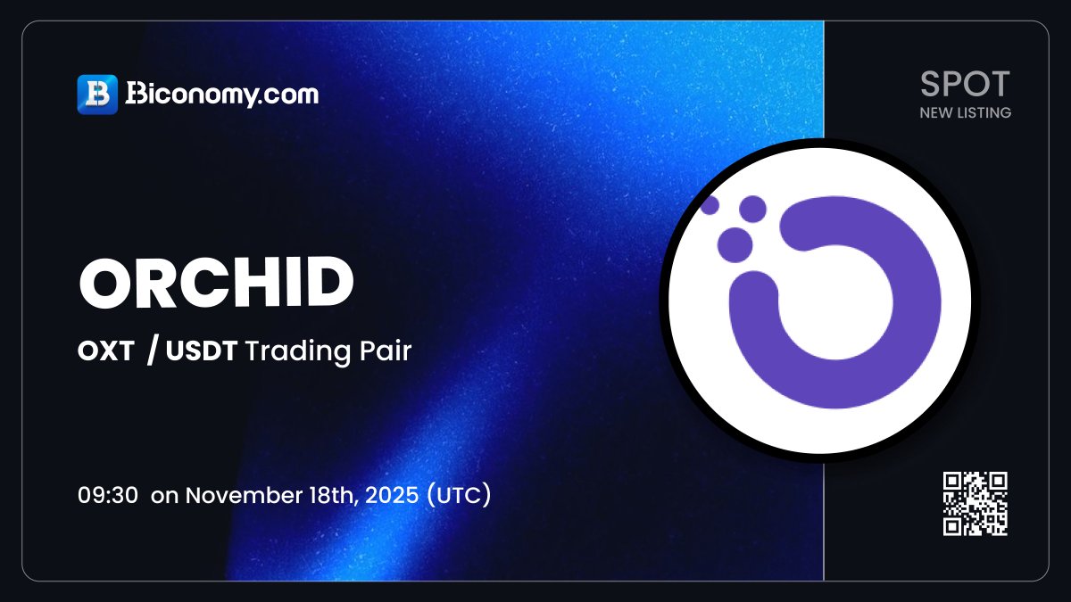🚀NEW LISTING🔥 $OXT

We are excited to announce that #Orchid has been listed on Biconomy.com! The #OXT / #USDT spot trading pair is now available!🔥
biconomy.com/exchange/OXT_U…

About #Orchid：
"Orchid (OXT) is the native token of Orchid, a cryptocurrency-powered virtual
