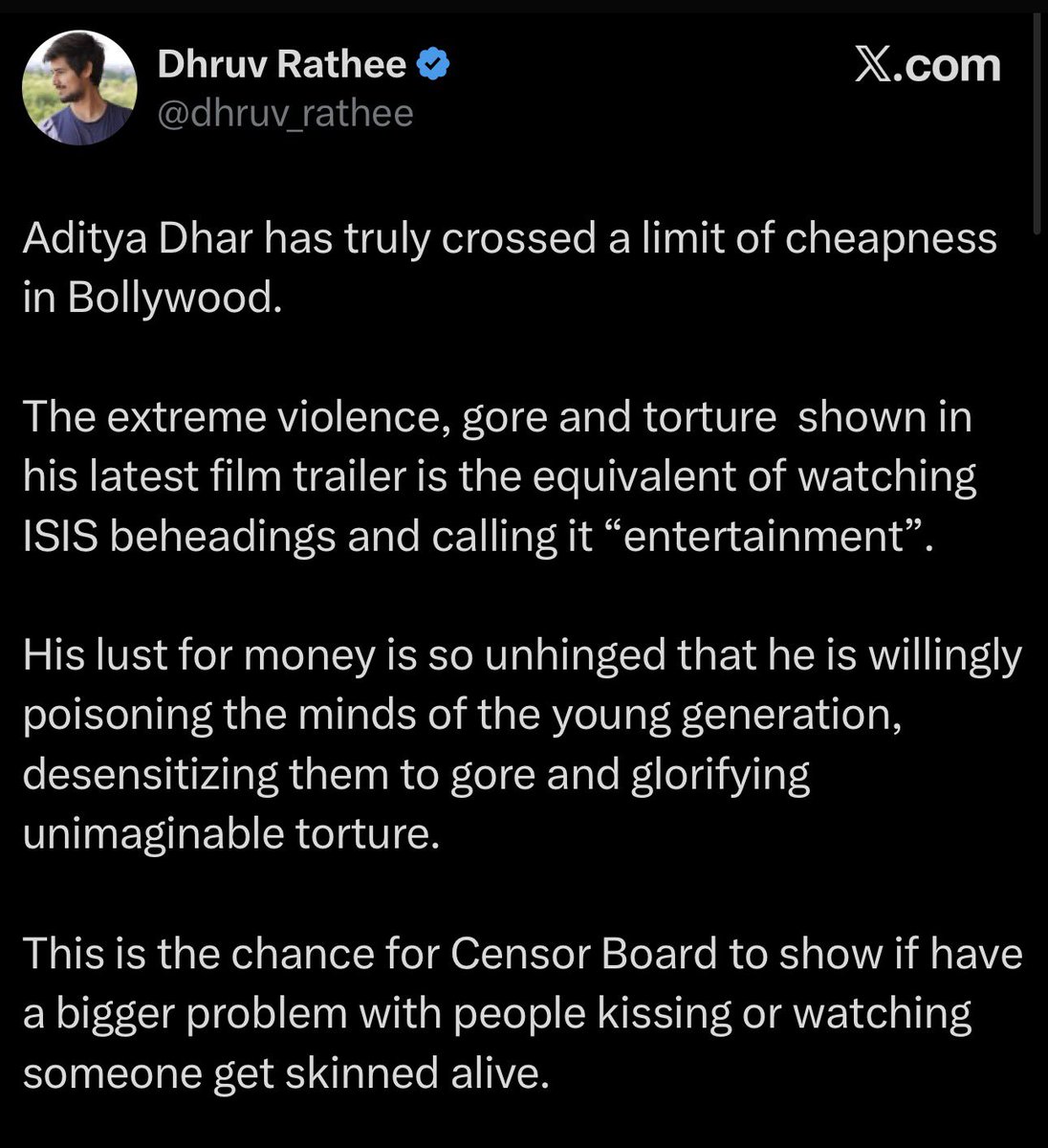 shambhav15's tweet image. If this was a movie depicting some made up “Hindu terror attack”

100% this guy would be soyfacing over the gore in the name of “authenticity”

“We need to see the horror of Hindutva Extremism. Kudos to the filmmaker for having real courage”