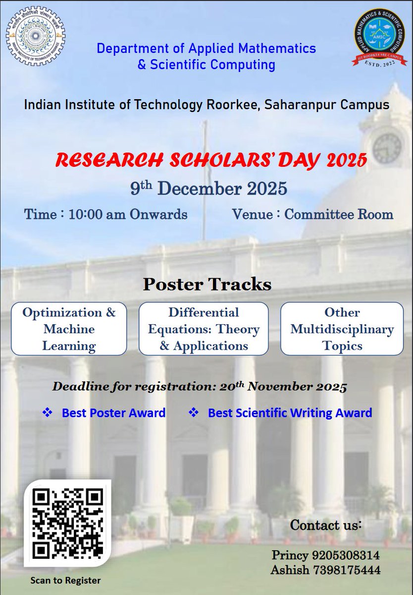 Applied Mathematics and Scientific Computing IITR tweet media