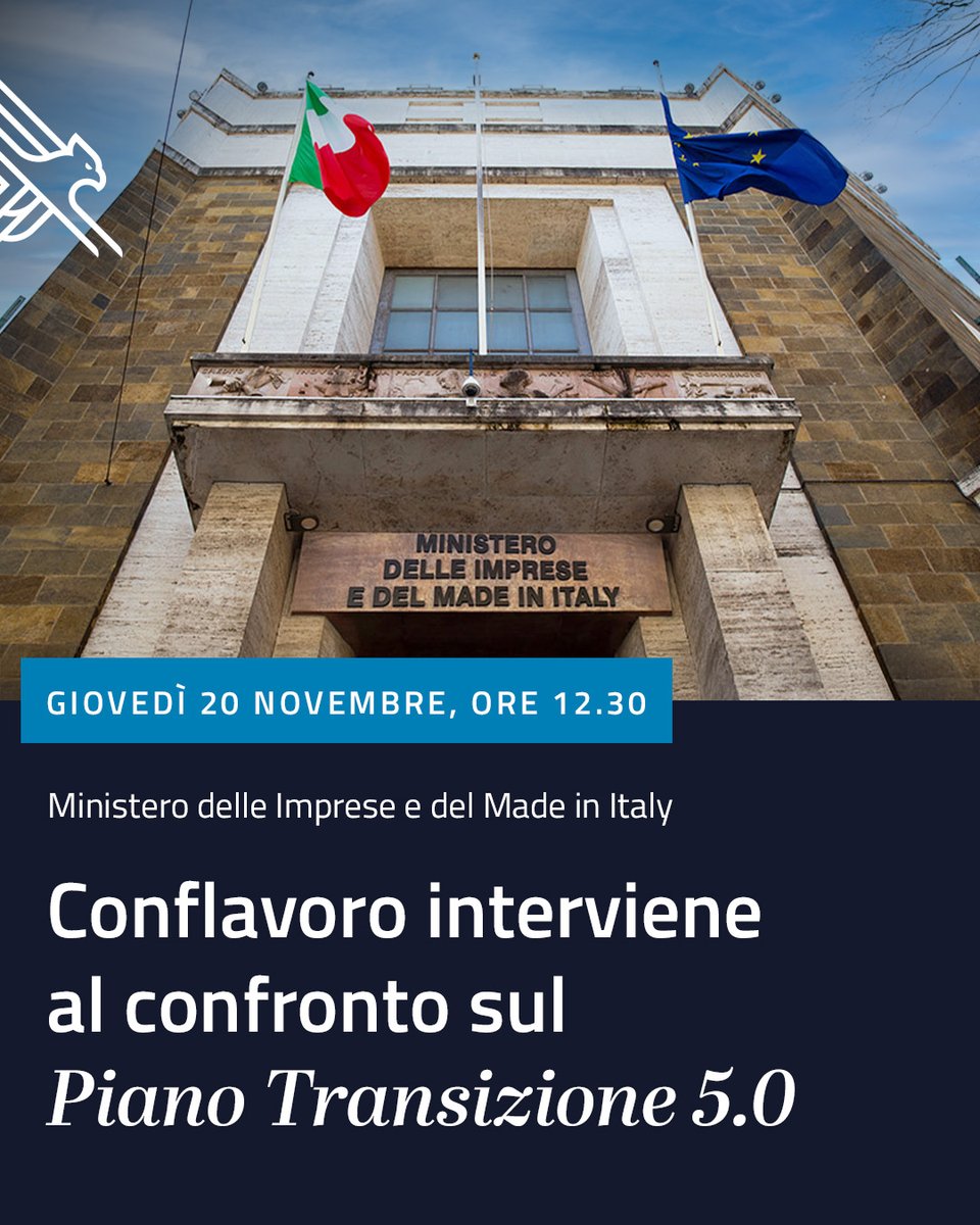 Domani, nella sede del Ministero delle Imprese e del Made in Italy, Conflavoro interverrà al Tavolo convocato dal Ministro Adolfo Urso per un confronto sul Piano Transizione 5.0.