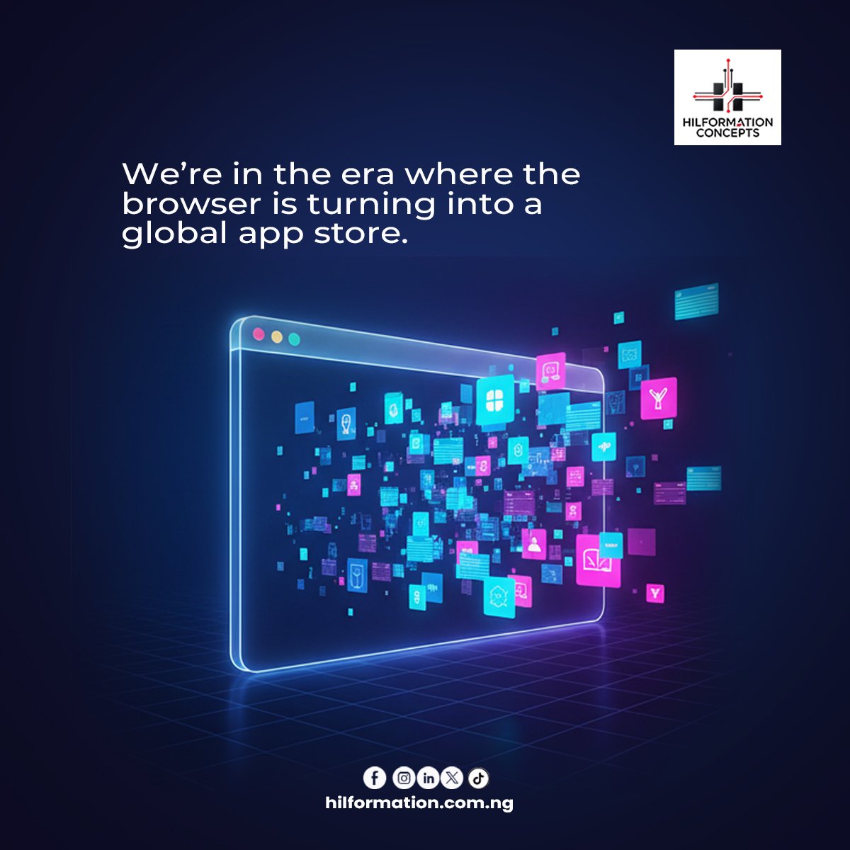 hilformation's tweet image. We’re in the era where the browser is turning into a global app store.
At Hilformation Concept… we’re already crafting products for that era.
#WebTech #DigitalInnovation #HilformationConcept