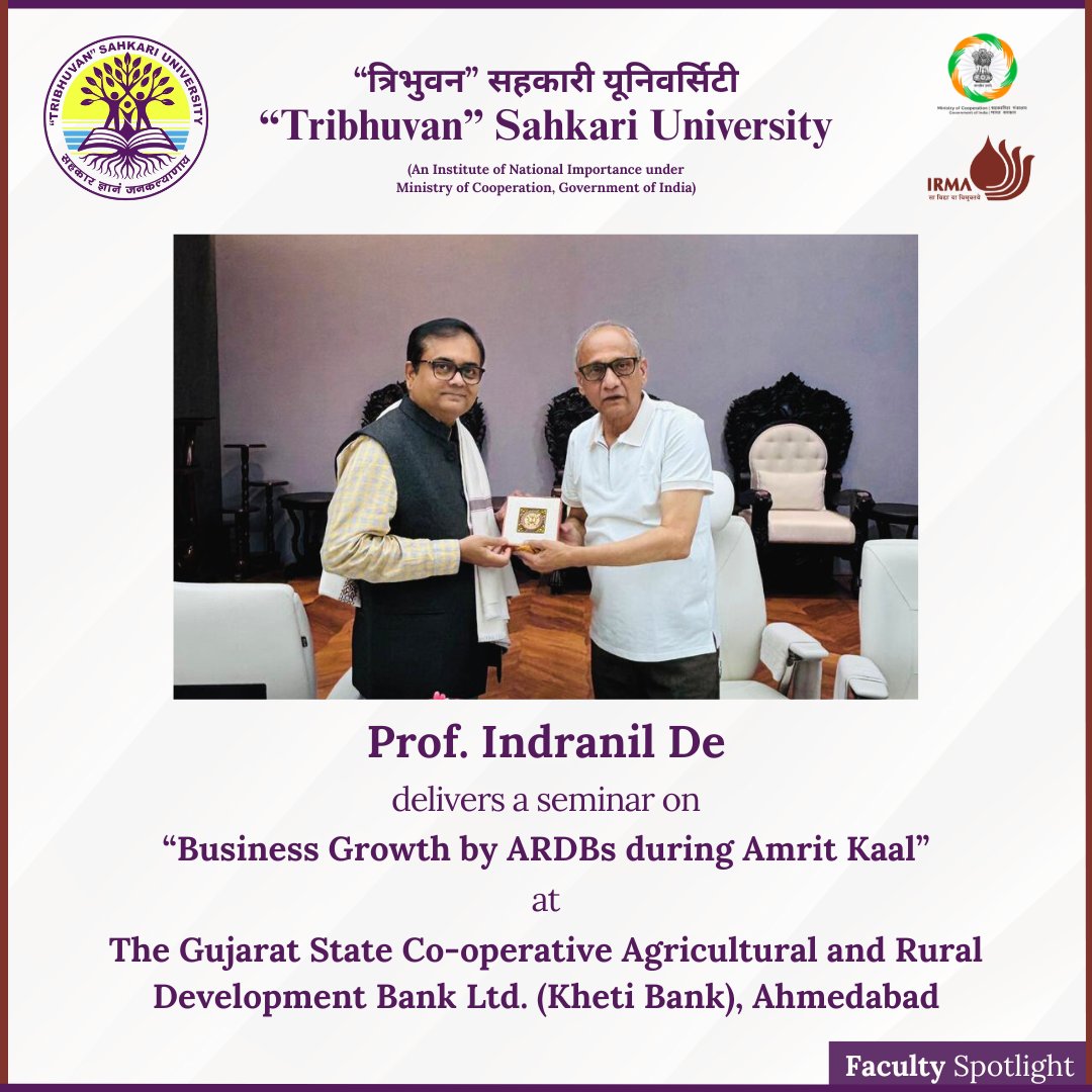 IRMAOfficial79's tweet photo. Prof. Indranil De, Professor, IRMA, and Dean - Research, Consultancy and Training, #TribhuvanSahkariUniversity, delivered a seminar titled “Business Growth by ARDBs during Amrit Kaal” at Kheti Bank), Ahmedabad

https://t.co/bcSCH7ni9L

#IRMA #FacultySpotlight #ResearchEngagement https://t.co/NrwlWytggF
