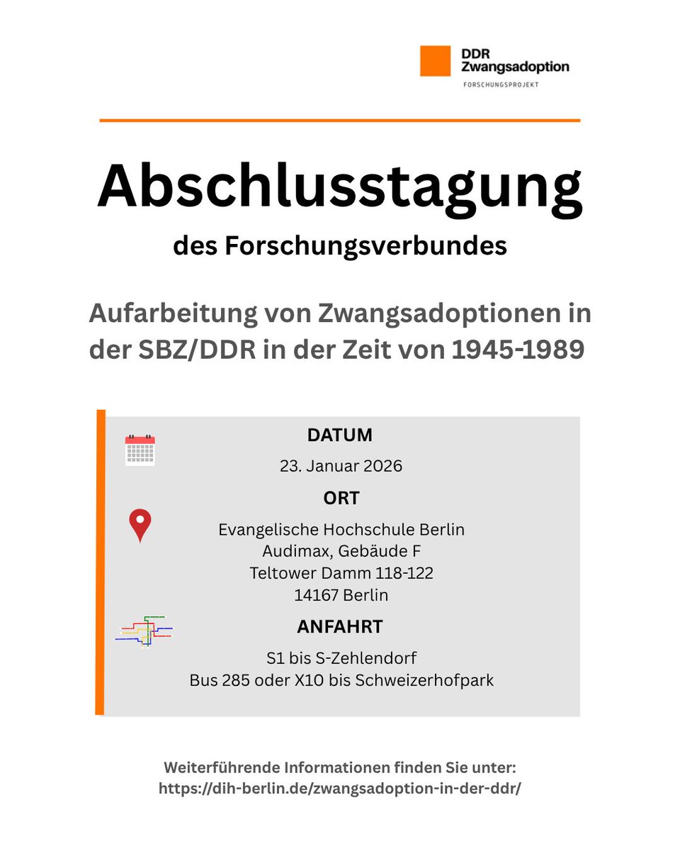 Der vom Bundesministerium des Innern geförderte Forschungsverbund „Aufarbeitung von Zwangsadoptionen in der SBZ/DDR in der Zeit von 1945-1989“ hat am 01.07.2022 begonnen. Nach dreieinhalb Jahren Forschung sollen die wichtigsten Ergebnisse der Öffentlichkeit präsentiert werden.