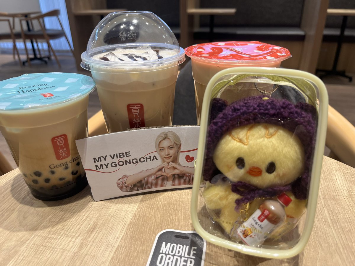 purple_n's tweet photo. ピリちゃんのスリーブ第3���までGET👍
全部初日が仕事休みの日だったので朝からゴン活🥤
台湾豆花美味しくてリピ💕

#Felixとゴン活記録
#Felix&amp;Gong cha https://t.co/5jdhxHD22r