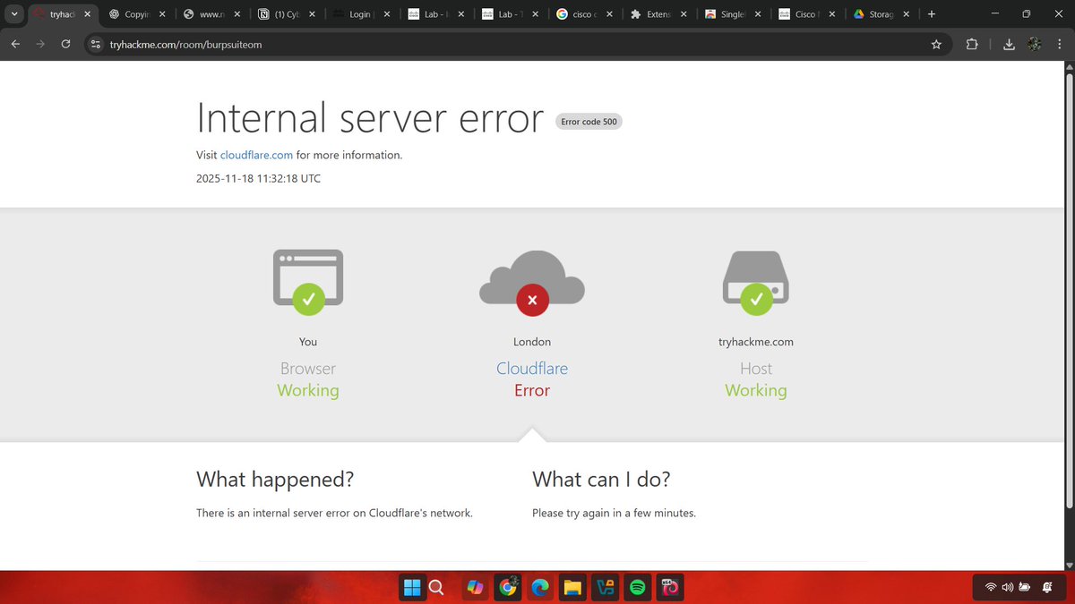 Am I the only person experiencing this?, this happened in the middle of completing a room. <a href="/tryhackme/">TryHackMe</a>