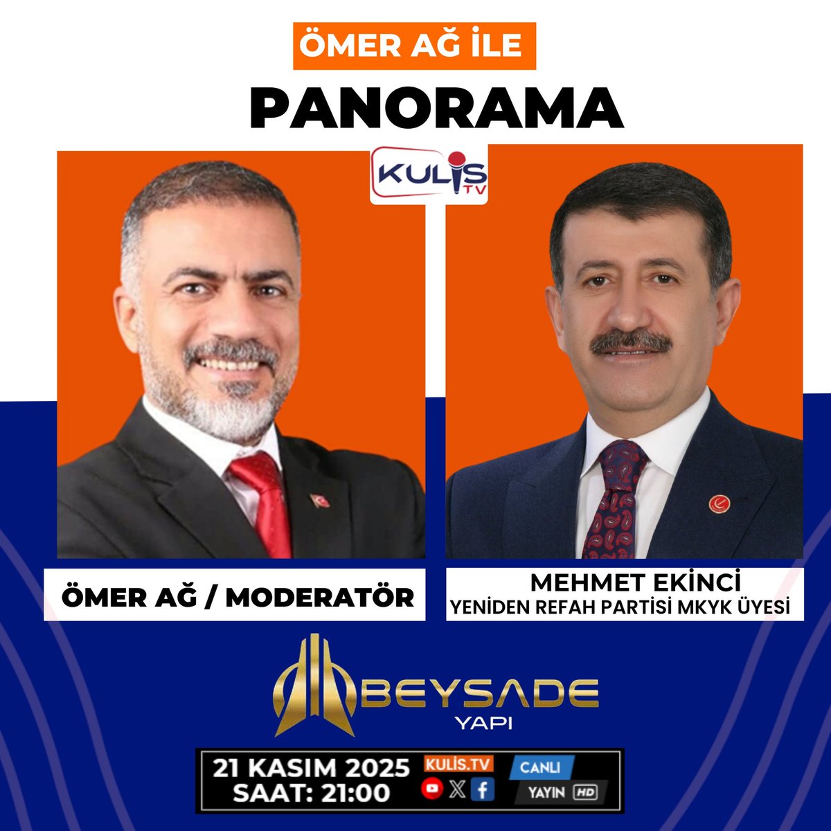 Bu hafta Kulis TV"de Moderatör Ömer Ağ İle Panoramanın Konuğu Yeniden Refah Partisi MKYK üyesi Mehmet Ekinci İzlemeniz dileğiyle.

<a href="/omerag63/">Ömer Ağ</a> <a href="/mehmetyetim63/">Mehmet Yetim</a> <a href="/MehmetEkinci63/">Mehmet EKİNCİ 🇹🇷</a> <a href="/KulisTivi/">Kulis TV</a>