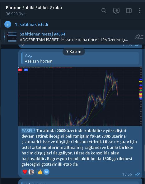 #ASELS Tarafında daha önce demiştim ki REGRESYON trendi var bu da hisse de 180₺ altına sarkma gösterir demiştim. Ben bunu dedikten sonra hisse 173₺ bandına kadar geriledi ve sonrasında alımlara döndü. ‼️

TAM İSABET🔥🎯

Bizimle birlikte ilerlemek için linkten ailemize