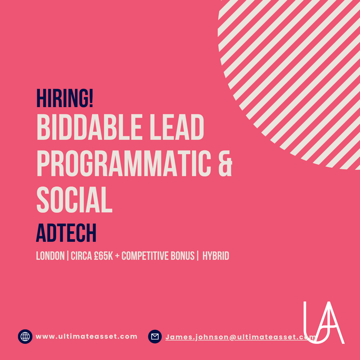 UltimateAsset's tweet image. 𝗝𝗼𝗯 𝗼𝗳 𝘁𝗵𝗲 𝗱𝗮𝘆: Biddable Lead – Programmatic &amp;amp; Social
AdTech | Hybrid
𝗟𝗼𝗰𝗮𝘁𝗶𝗼𝗻: London | Hybrid
𝗦𝗮𝗹𝗮𝗿𝘆: £65K + competitive bonus
𝗟𝗶𝗻𝗸: lnkd.in/dqnx8gZ7
#JOTD #UltimateAsset #Programmatic #PaidSocial #DigitalMedia #BiddableLead #London