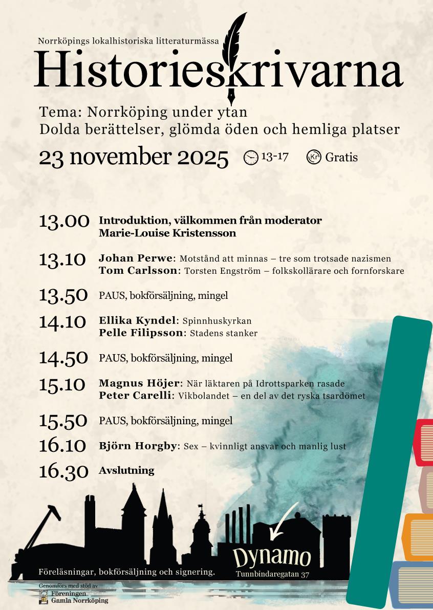 På söndag är det dags för fjärde upplagan av Norrköpings lokalhistoriska litteraturmässa. Peter Kristensson och Klingsbergs Förlag är på plats.
historieskrivarna.se #norrköpingshistoria