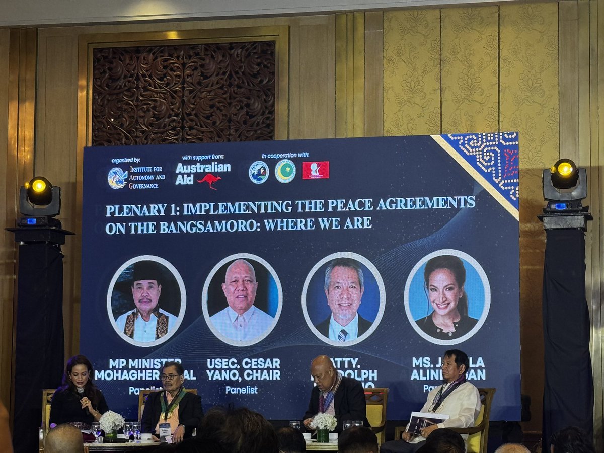 GPH_PeacePanel's tweet photo. In the conference��s opening plenary session, GPH and MILF Peace Implementing Panel Chairs PA Cesar Yano and Min. Mohagher Iqbal, along with Atty. Randolph Parcasio of the MNLF, discussed the status of the #BangsamoroPeaceProcess and prospects for peace in the region. https://t.co/2ivdd9tnO7