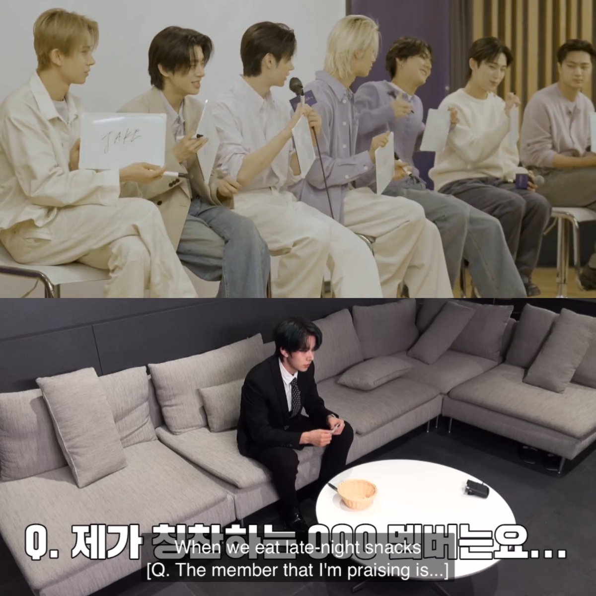 gangajisim's tweet image. Q. who is most likely to share chocolates?
🦌: JAKE

[Enhypen’s votes for praiseworthy members!]
🦌 chose 🦮
🦌: When we eat late night snacks, he frequently asks other members to join him in eating late night snacks. He takes good care of the members and often shares food.