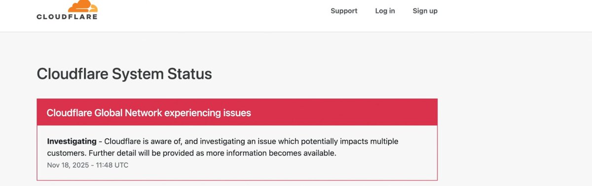 TelecomTalk's tweet image. Major internet disruption right now.

Cloudflare’s global network is facing an ongoing issue and a large number of websites, apps and platforms routed through Cloudflare are either slow or completely down.

#cloudflare #websitedown #Slow #Internet