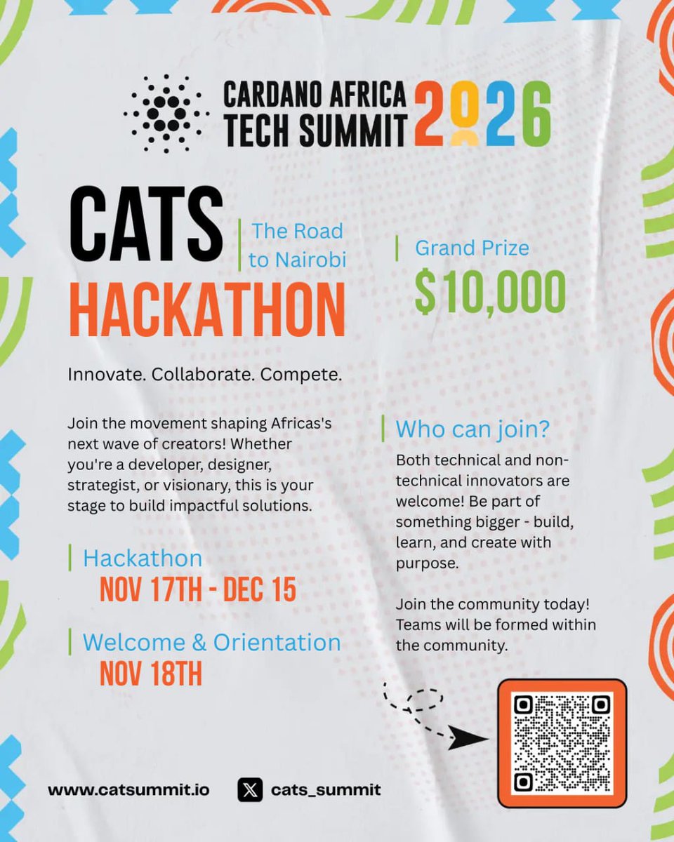 _ProjectGENIUS's tweet image. The CATS Hackathon is here. a space for Zaria’s brightest builders to create, innovate, and solve real problems!
Project Genius is proud to serve as the Zaria CAT Hub on this journey.

Let’s build something extraordinary @Catalyst_onX
@Cardano_CF @wada_org @cardano