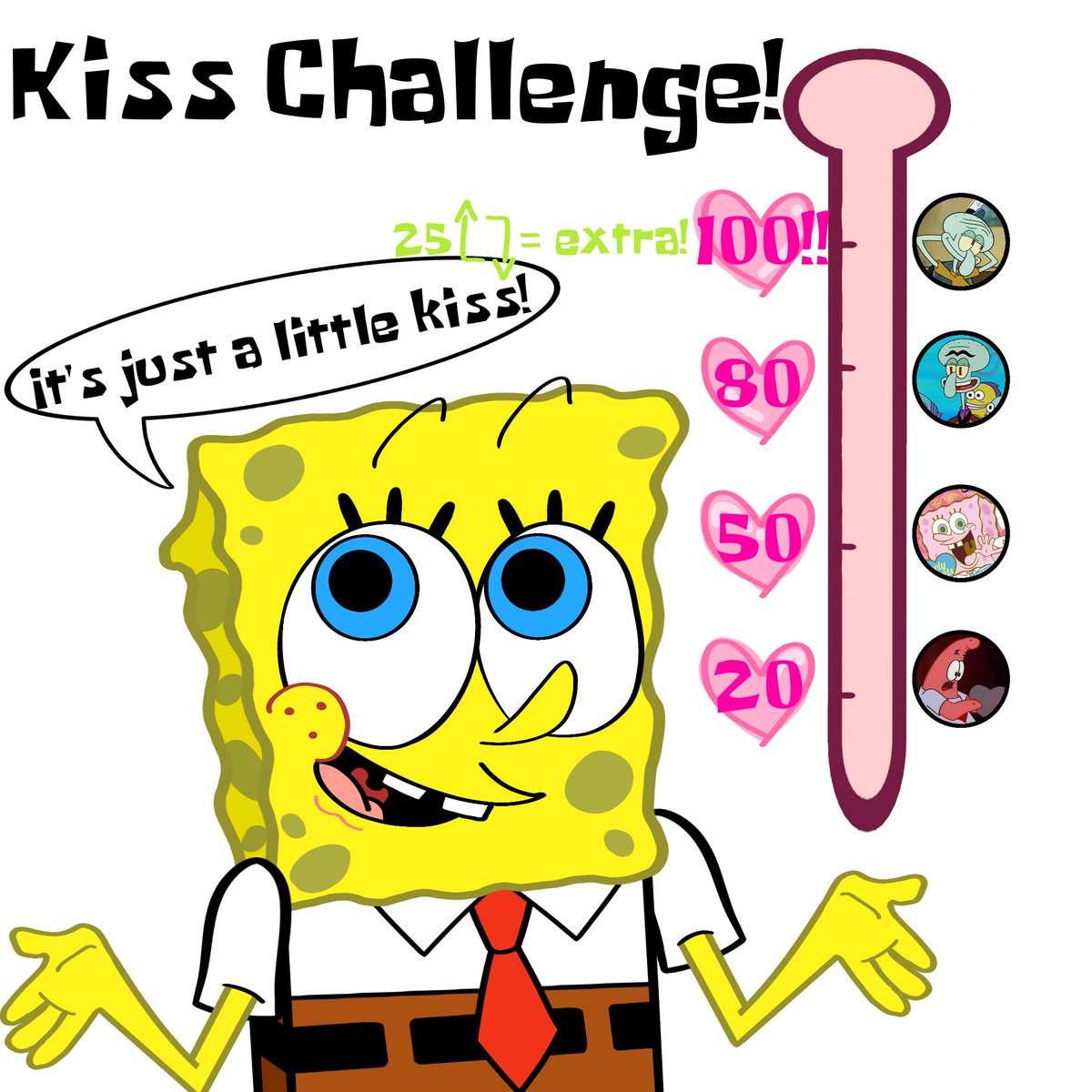 Frybashe139's tweet image. Kiss Challenge with SpongeBob!! I&apos;ll work on it when I&apos;m home from school!
#squidbob #spongebob #SpongeBobSquarepants #artchallenge
