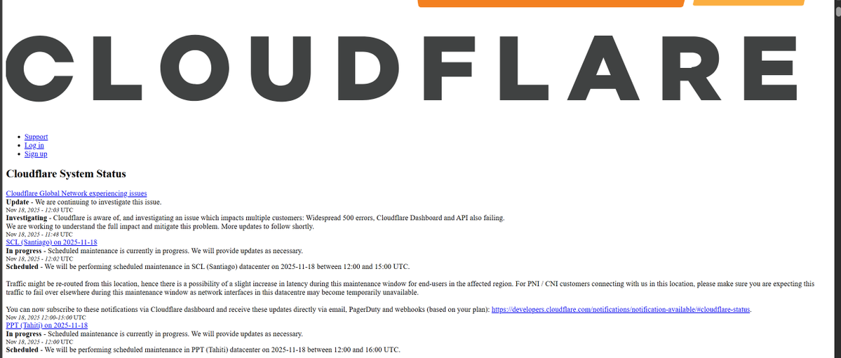 securityfreax's tweet image. When you fuck the whole internet so hard, that even your CSS on your status page don&apos;t work anymore.

Cloudflare DOWN!