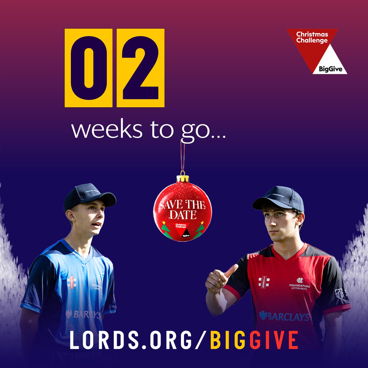 _MCCFoundation's tweet image. 🎄 In two weeks&apos; time, The Big Give Christmas Challenge 2025 will begin! From midday on Tuesday 02 December (#GivingTuesday) to midday on Tuesday 09 December, donations to the MCC Foundation can be DOUBLED!  ➡ Visit lords.org/BigGive to find out more.

#ChristmasChallenge