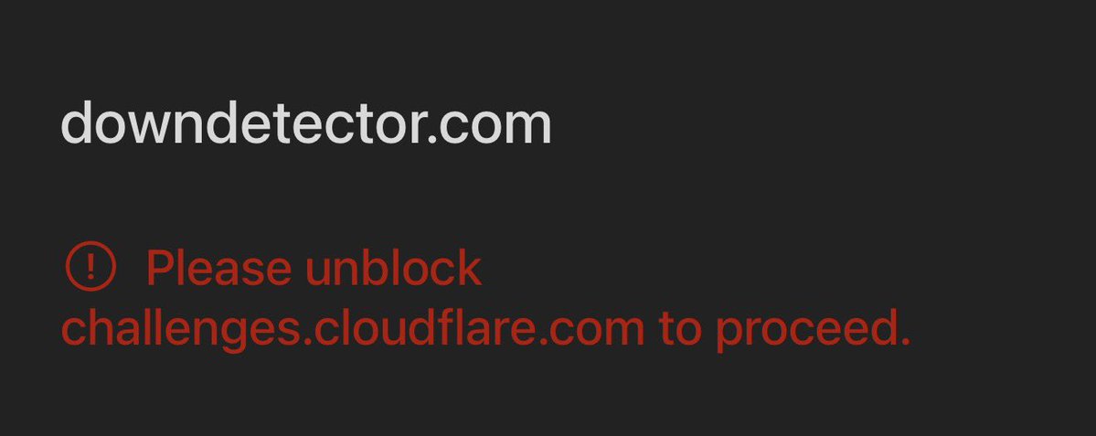 tomwarren's tweet image. you know it’s a bad Cloudflare outage when it even takes out down detector 😅