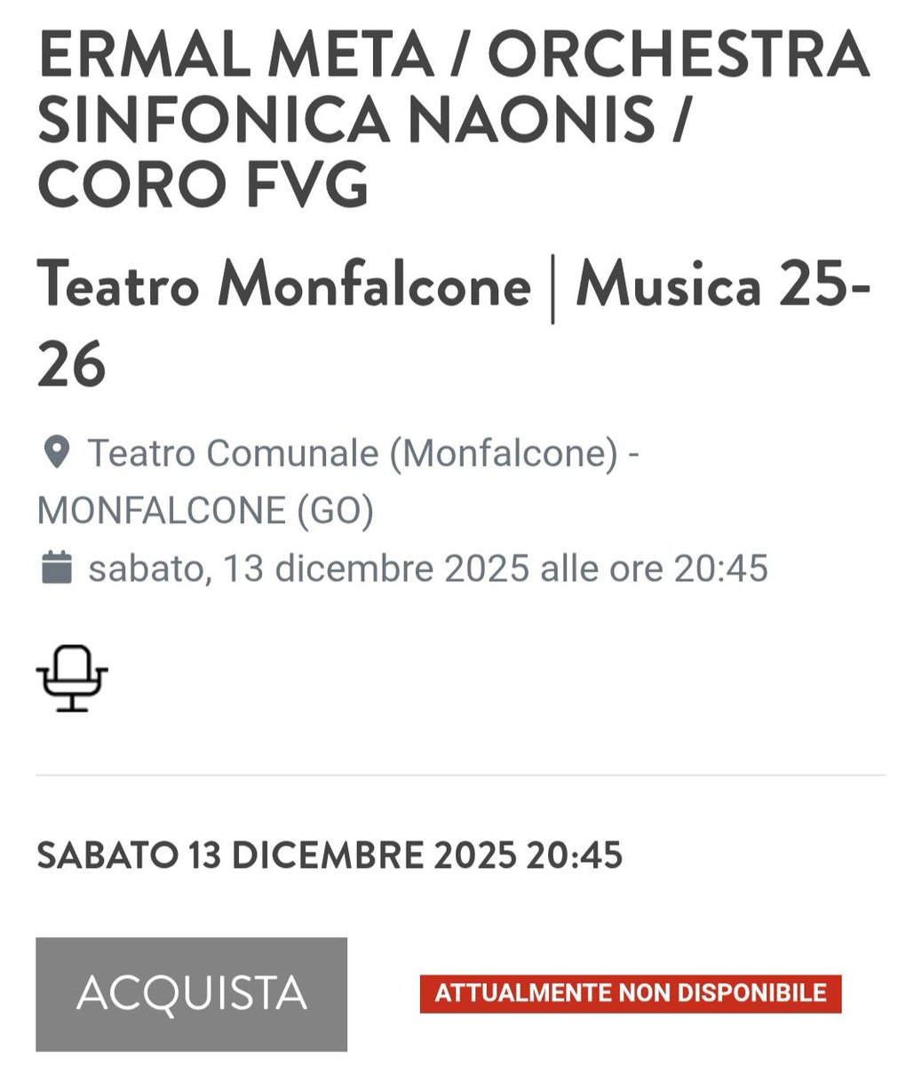 Ma Monfalcone è andato sold out !!😭

C'è ancora qualche posto per la data del 5 a Taranto, dajeee che si merita doppio sold out!!!
Concerti così sono unici! 
#ermalmeta