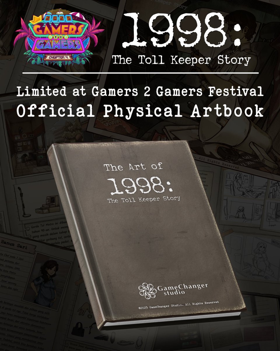 gchangerstudio's tweet photo. Halo ChangerFans!

Official Physical Artbook "The Art of 1998: The Toll Keeper Story" akan rilis perdana di G2G Festival by @TheLazyMonday. Isinya kumpulan ilustrasi lengkap serta konsep visual di balik layar dunia Dewi.

Stok terbatas! Nantikan info selengkapnya. https://t.co/j5em9iq2t7
