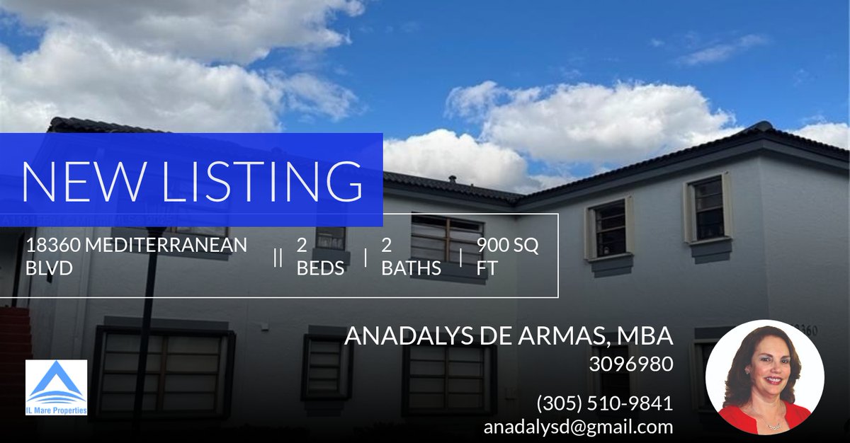 Anadalys77's tweet photo. 📍 New Listing 📍 Take a look at this fantastic new property that just hit the market located at 18360 Mediterranean Blvd 2607 in Hialeah. Reach out here or at (305) 510-9841 for more information https://t.co/wZFrC9c39L https://t.co/bcWKNj40vP