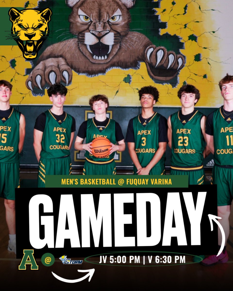 Men's basketball plays tonight @ Fuquay Varina! Knock em dead!!

<a href="/ApexHighSchool/">Apex High School</a> <a href="/apexhsathletics/">Apex Athletics</a> <a href="/CougarsBBallAHS/">CougarsBBallAHS</a>