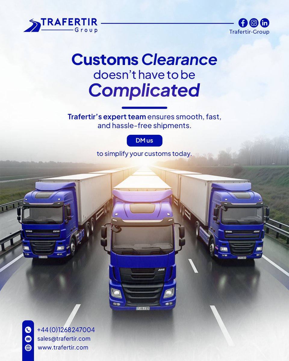 TrafertirG's tweet image. Customs clearance doesn’t have to be complicated. 

With Trafertir’s expert team, it’s smooth, fast, and hassle-free. 

DM us to simplify your customs today.

#CustomsClearance #TradeSimplified #SmartLogistics